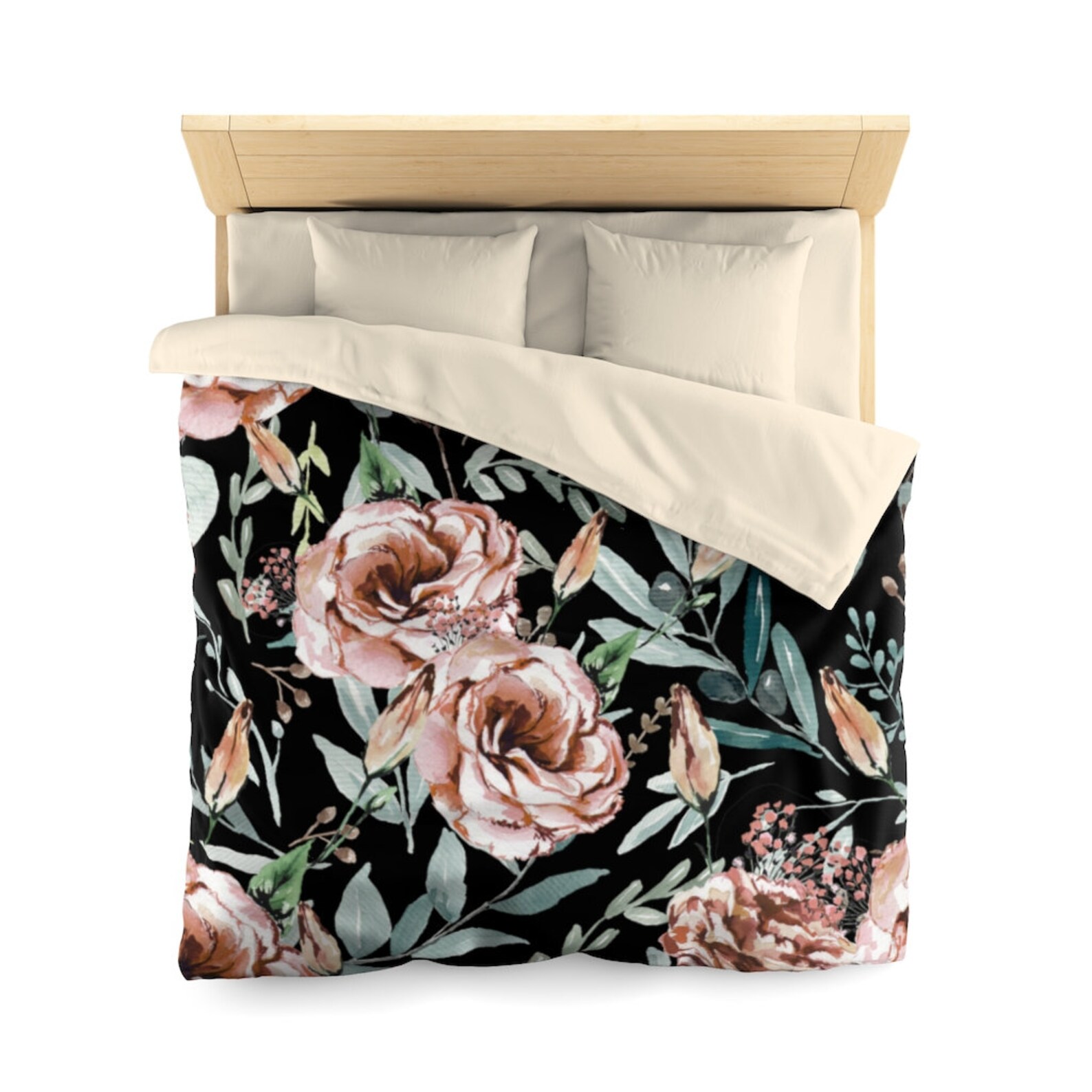Duvet Cover Queen Botanical Bedding Black Eucalyptus Floral Etsy Ireland
