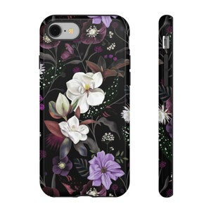 Botanical Flowers Dark Tough Case iPhone 15 14 13 Samsung S24 S23 S22 S21 S10 S20 Google Pixel Bohemian Floral Romantic Mystical Pattern image 2