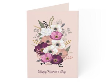 Printable Beautiful Floral Bouquet for Mother's Day Greeting Card Digital File Instant Download PSD JPG