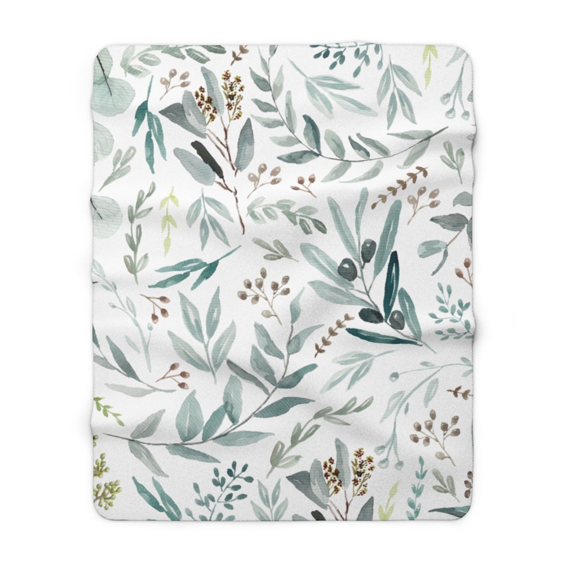 Eucalyptus Fleece Soft Blanket Botanical Pattern Boho Bedding Etsy UK
