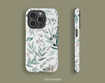 Eucalyptus Botanical Tough Cases IPhone 15 14 13 Samsung Google Floral Botanical Flowers Watercolor Greenery Pattern