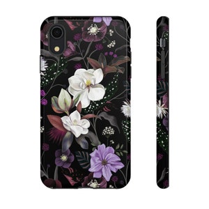 Botanical Flowers Dark Tough Case iPhone 15 14 13 Samsung S24 S23 S22 S21 S10 S20 Google Pixel Bohemian Floral Romantic Mystical Pattern image 8