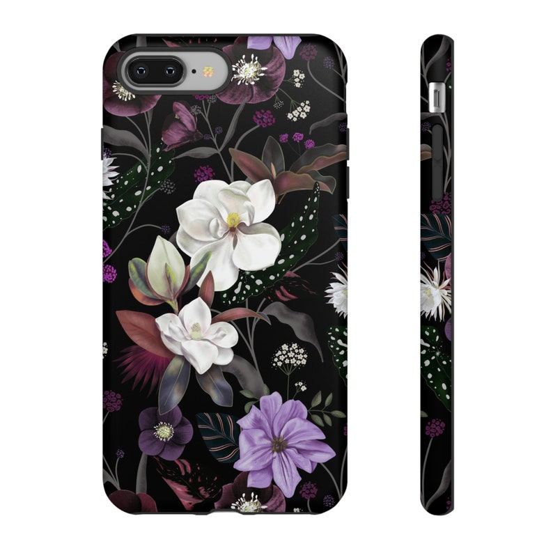 Botanical Flowers Dark Tough Case iPhone 15 14 13 Samsung S24 S23 S22 S21 S10 S20 Google Pixel Bohemian Floral Romantic Mystical Pattern image 5