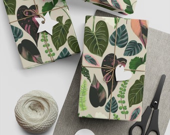 Botanical Leaves Tropical Boho Gift Wrapping Paper Sheets, 1pcs