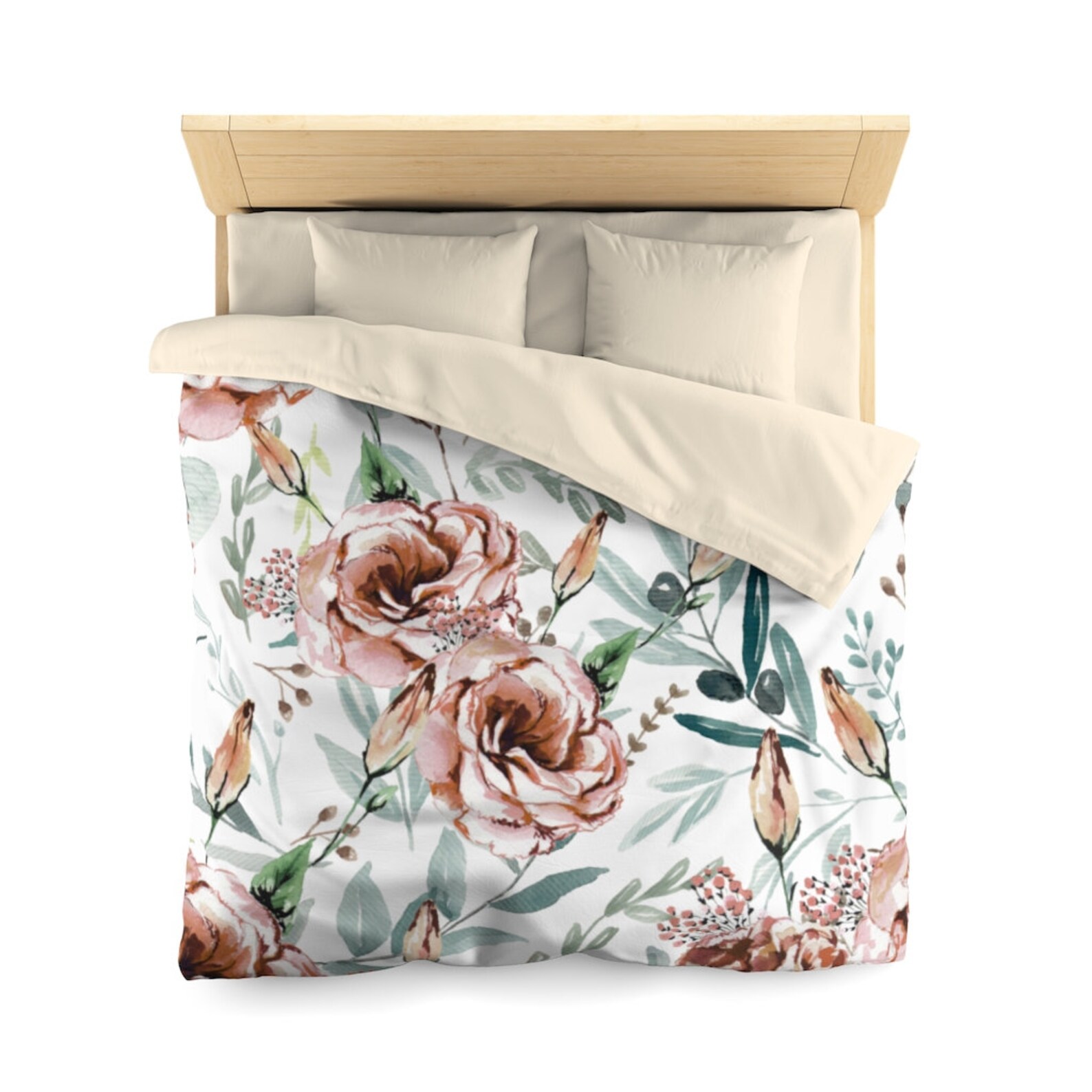 Duvet Cover Queen Botanical Bedding Eucalyptus Floral Pattern Floral Botanic Watercolor design