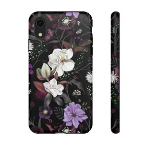 Botanical Flowers Dark Tough Case iPhone 15 14 13 Samsung S24 S23 S22 S21 S10 S20 Google Pixel Bohemian Floral Romantic Mystical Pattern image 9