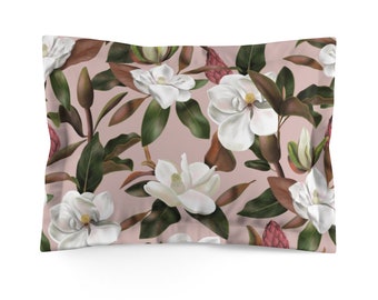 Pink Magnolias Botanical Leaves Pink Floral Pattern Watercolor design Duvet Cover Queen Twin Size Home Decor Microfiber