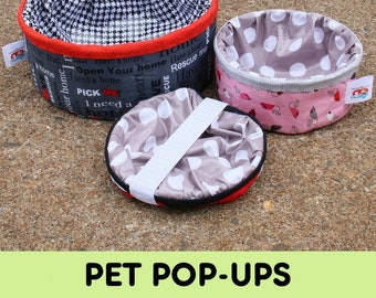 Pet Pop Up Bowl - Travel Water Dish - Joanne Hillestad  - Two Sizes - DIY Project - Pattern ONLY, Spring not included