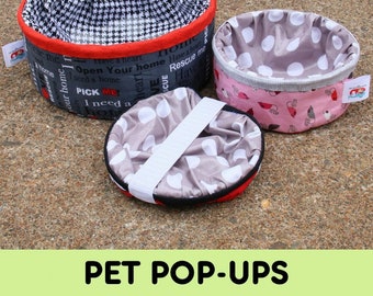 Pet Pop Up Bowl - Travel Water Dish - Joanne Hillestad  - Two Sizes - DIY Project - Pattern ONLY, Spring not included