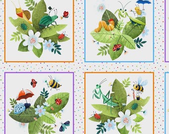 Hidden World - Insect Panel 712 White - From Elizabeth's Studio -  Priced by the 24-Inch Panel