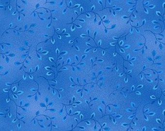 Vines Fabric - 7755 75 Medium Blue Folio Basics Color Principle - Henry Glass  - Priced by the 1/2 yard