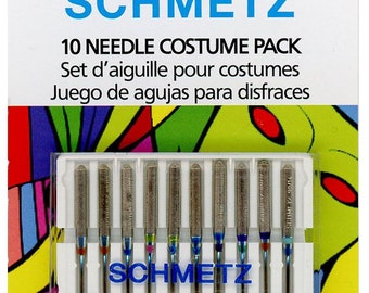 Schmetz Costume Pack 1851 Machine Needles - Size Universal 80(2), 90, Stretch 75, 90, Denim 90, 100, Microtex 70,80, Topstitch 90. 10-pack