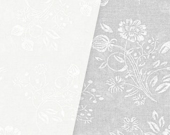 Galaxy  Quilter's Whites - Floral 49730 WHITE  - Tone on Tone White  - Priced by the half yard