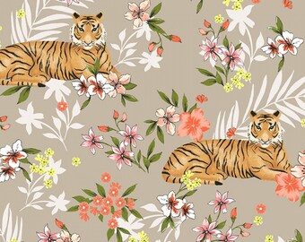 October - Windham Tiger Queen Cozy Flannel - by Whistler Studios  53426F-10 Taupe - Priced by the half yard