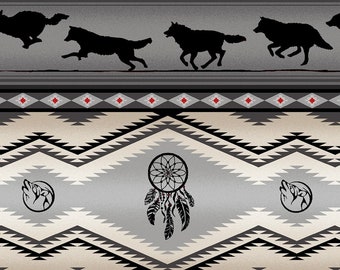 Tucson Stripe  556 Gray Wolf Stripe - Dream Catcher - Southwest Fabric by Elizabeth Studio - Priced by the half yard