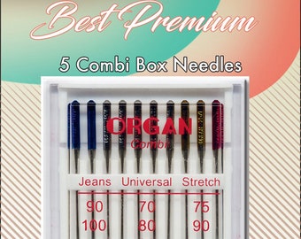 Clover Needle combi box Pack - Organ Needles - 10-pack Assorted Needles #9132 - jeans universal stretch