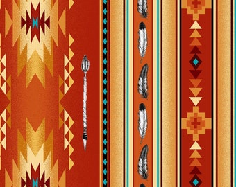 Native Spirit Feather & Arrow 530 Terra Cotta - Southwest Fabric by Elizabeth Studio - Priced by the half yard