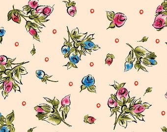 Curio Cabinet Fabric by Maywood Studio - Mini Bud - Small Floral - 10135 E Cream/ Lt Pink - Priced by the Half yard