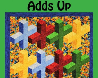 Adds UP 3D Illusion Quilt Pattern by Quilters Clinic - DIY Quilt finishes 52"x57" - Printed Pattern