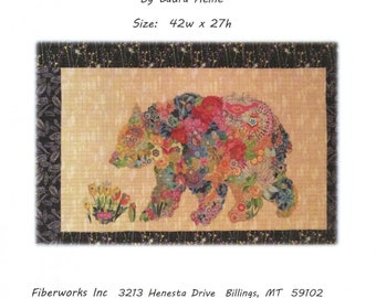 Paisley Bear -  Laura Heine - Applique Quilt - Bear quilt 27"x43"  DIY Pattern Or Kit Option - full size reusable template pattern