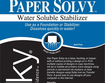 Sulky - Paper-Solvy Water Soluble Stabilizer 409 02 - Medium Weight - 12-sheets per pack - 8x10 inch sheets