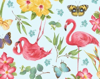 Flamingo Floral - Henry Glass Pink Paradise by Jane Shasky - 9864 78 - Priced by the half yard