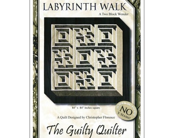 Labyrinth Walk, Maze Puzzle Pattern, 2-Block Wonder  - Quilt Pattern - Christopher Florence aka The Guilty Quilter - DIY - Finishes 84"x84"