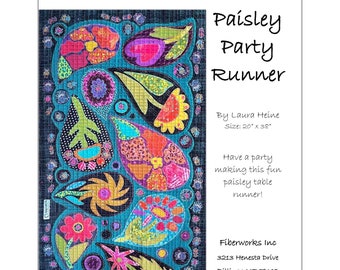 Paisley Party Table Runner - Laura Heine - 20" x 30" - DIY Pattern Or Kit Option - full size reusable template