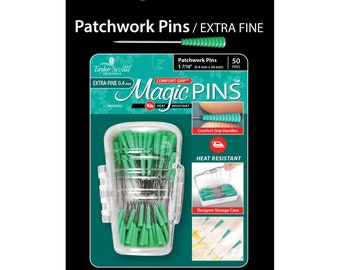 Patchwork Pins - Magic Grip, Heat Resistant, Comfort Grip - 1-7/16-inch Extra Fine .4mm x 36mm - 50ct  - Taylor Seville 19584
