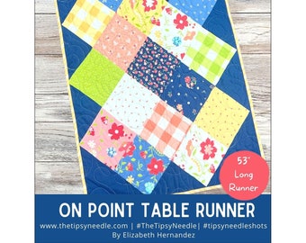 On Point Table Runner Pattern - Elizabeth Hernandez - The Tipsy Needle TTN-119 - Paper Pattern DIY Project - Finishes 19"x53"