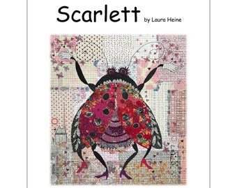 Ladybug Collage - Laura Heine Pattern - Applique - Scarlett Ladybird 30"x32" - DIY Pattern Or Kit Option - full size reusable template