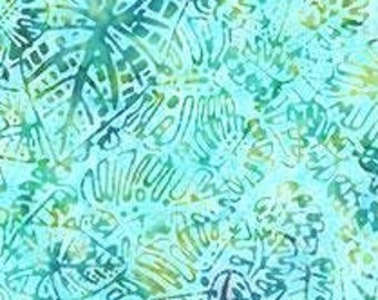 Northcott Banyan Batiks Paradise Bay - 83152 61 Fanned Leaves Caribbean Blue - Priced by the Half Yard
