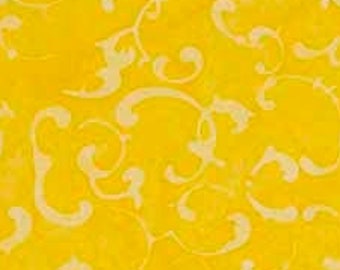 Banyan Batik - 80123 54 Bright Yellow - Abstract Swirl Fabric - French Macaroon Northcott - Priced by the 1/2 yard