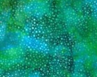 Hoffman Bali Dot Batik - 885 361 Cabo Blue Green - Pale Cream Dots - Marbled Shading - Priced by the Half Yard