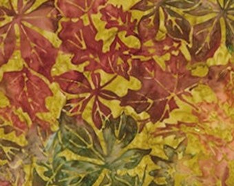 Northcott Banyan Batiks - Canoe Lake Packed Leaves - 80702 37 Sponge Toffee - Priced by the half yard