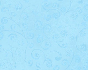 Temptations - 22542 BZ Powder Blue - Abstract Scroll - Light Floral - Quilting Treasures - Priced by the Half Yard