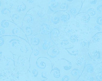 Temptations - Abstract Scroll - Light Floral - Quilting Treasures - 22542 BZ Powder Blue - Priced by the Half Yard