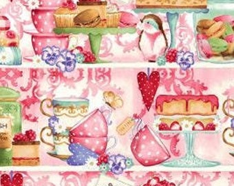 Tweets & Treats Cupboard 3009-22 Pink - by Bella Coco for Henry Glass - priced by the half yard
