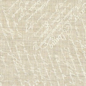 Leinenstoff - Bemaltes Weißes Schriftzug 100% Leinen von Stof A/S Stoffe ST15 210 V10 - Preis pro 1/2 Meter