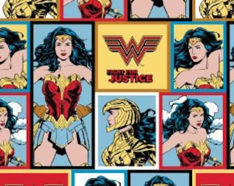 Wonder Woman 84 - Super Hero Blocks - Super Hero Women - Women of DC Comics  - Camelot 23400821 - Priced by the 1/2 yard