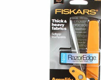 Fiskars Scissors - 7178 Amplify Razor Edge    8-Inch Thick & Heavy Fabric Shears  - heavy duty scissors with sheath