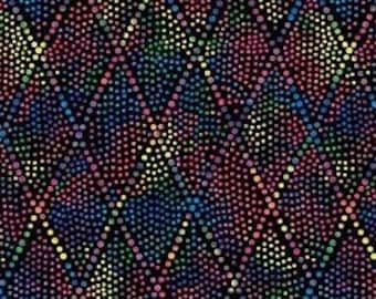 Diamond Dot Black Rainbow - 39144 954 Batik Effect -Wilmington  Essential Basics - Priced by the half yard