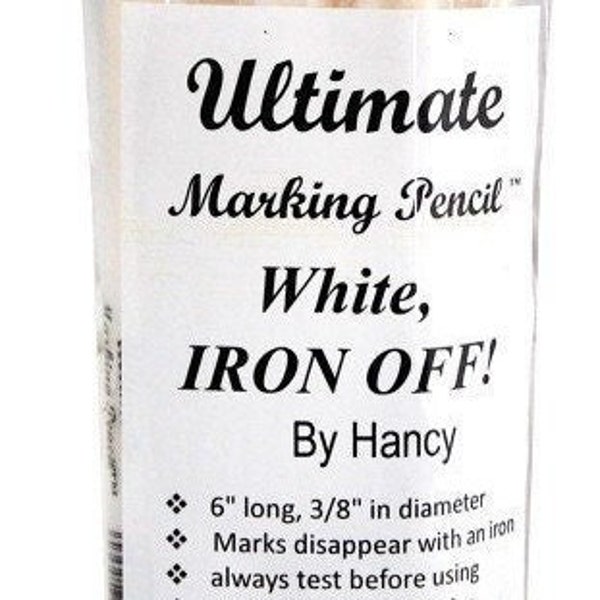 Iron Off Pencil - Ultimate Marking Fabric Marker - Heat Erasable Marker, White Marker, Dark Fabric Marker  - Hancy White - sold by the Each