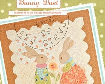 Bunny Duet Vintage Stamp Pattern - Fig Tree & Co Joanna Figueroa - 945 - Finishes 18"x21" - Pattern Only