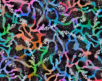 Frogs - Jewels of the Jungle - Reptile Skin - Lori Anzalone for StudioE Fabrics 5556 99 Black -  Priced by the 1/2 yard