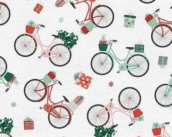 Christmas Bike 120 21841 - Bikes with greenery - Home for Christmas by Angela Nickeas for Paintbrush Studio - Priced by the 1/2 yard