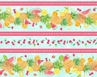 Squeeze the Day - Fruit Stripe  - Cynthia Coulter for Wilmington Prints - 42461 435 Border Stripe - Priced by the half yard