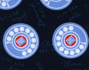Cotton and Steel - Phone fabric, Rotary Dial - Rotary Club by Cotton and Steel - priced by the half yard - 3033 2 Navy