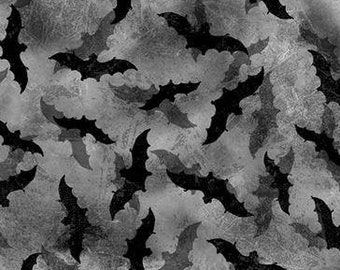 Frightful Night - Bats - Wilmington Prints - 20508 999 Gray - Priced by the half yard