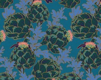 Tropical Dynasty Artichoke Fabric - 120 21900 Teresa Chan for Paintbrush Studio -  Priced by the 1/2 yard